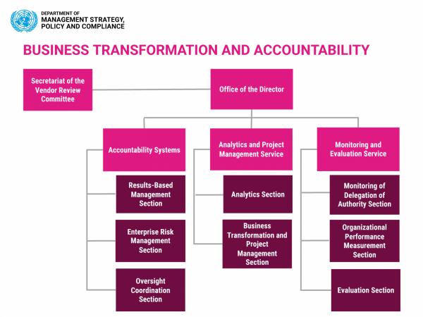 Organization chart: Business Transformation and Accountability 